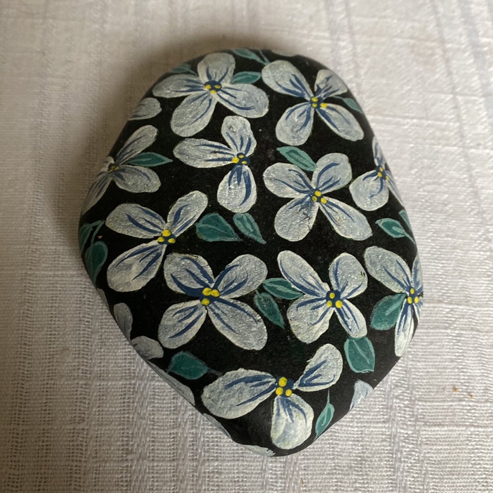 Hand Painted Flower Paperweight/Rock